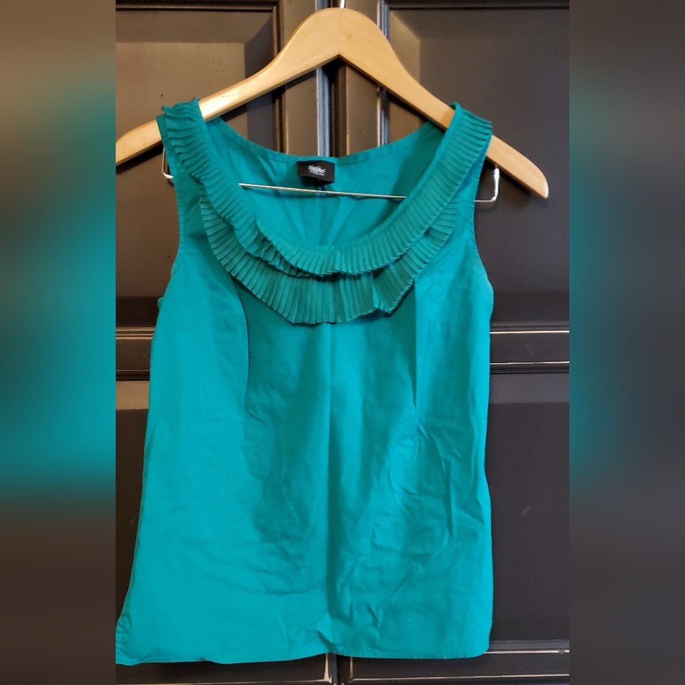 Teal Sleeveless Top with Ruffle Detail